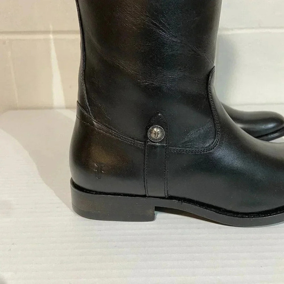 FRYE Melissa Tab Tall Leather Riding Boots Extended Calf(3470110-BKX) 5.5M Black - Picture 5 of 15